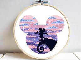 Fabric, embroidery kits, printed canvas, schematic patterns, online printing, cotton. Disney Mikki Silhouette Modern Cross Stitch Pattern Disney Easy Counted Cross Stitch Chart Pink Nurser Moderner Kreuzstich Nahmuster Kreuzstich Stickvorlagen