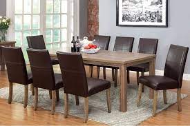 9 Pc Light Oak Wood Dining Set Table Parson Chairs Brown Leather Seat Oak Dining Sets Light Oak Dining Table Furniture