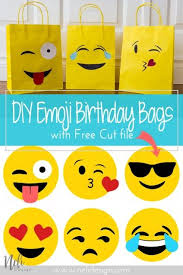 How To Make Emoji Party Bags And Free Template Nelidesign Emoji Diy Emoji Party Emoji Birthday Party