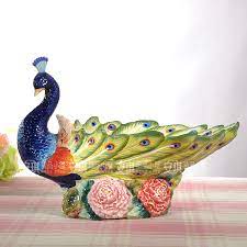 Ceramic Creative Peacock Fruit Candy Storage Dish Dessert Snack Salad Plate Home Decor Wedding Decoration Handicraf Mural Wall Art Birds Painting Animal Crafts