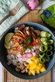 Gluten Free Satay Chicken Rice Bowl Recipe My Gluten Free Guide Recipe Rice Bowls Recipes Recipes Healthy Recipes