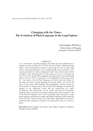 Changing with the Times: The Evolution of Plain Language in the Legal Sphere
