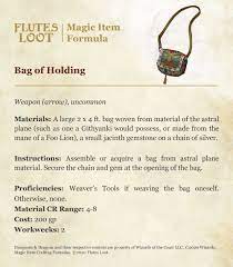 Bag Of Holding Crafting Magic Items Formula D D 5e Dungeons And Dragons Homebrew Magic Item D D Dungeons And Dragons