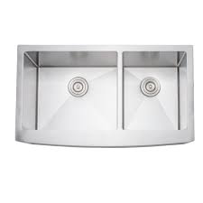 One side of the sink (typically the side facing the kitchen) is flattened and the opposite side (where the faucet sits) is rounded. Wells Sinkware Handcrafted 36 Inch 16 Gauge Undermount 60 40 Arched Apron Front Double Bowl Stainless