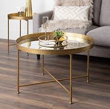 The tray round coffee table, available in three heights, is characterized by a painted metal structure and a top in marble or painted glass with an ash frame.‎ the tray coffee table' set is a versatile collection, presenting different combinations of shapes, heights and finishes.‎ Round Metal Foldable Coffee Table With Mirrored Tray Top Gold Sale Coffee Tables Shop Buymorecoffee Com Mirrored Coffee Tables Coffee Table Gold Coffee Table