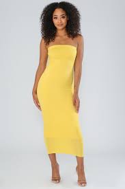 Much Love Basic Long Bodycon Tube Dress S Yellow Knowstyle Knowstyleusa Knowstyleusa Knowstyle Kshottie Partydress Co Tube Dress Dresses Tube Top Dress