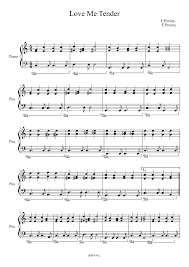Love Me Tender Sheet Music Composed By E Presley 1 Of 2 Pages Piano Music Reading Music Notes Sheet Music