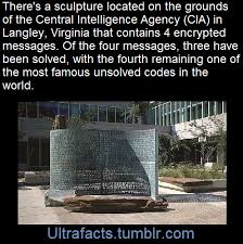 The last part of the message remains as one of the most famous unsolved code in the world. Ultrafacts Kryptos Is An Encrypted Sculpture By Your New Apartment