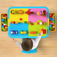 Get it by tue, jul 20. Amazon Com Burgkidz Kids 6 In 1 Multi Activity Table Set 135 Pieces Large Building Blocks Compatible Bricks Toy Play Table Includes 1 Chair And Building Block Table With Storage Furniture Decor