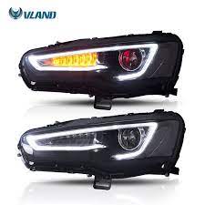 For Car Accessories For Lance Ex 2010 Up Headlight With Bi Xenon Projector Lens Plus Taillight New Style Vland Galantf Led Headlights Mitsubishi Led Headlamp