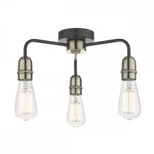 The fixture should not light up. 3 Light Flush Fitting Industrial Style Ceiling Light With Bare Bulbs