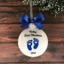 Babys First Christmas Ornament Personalized Baby Boy Pear Tree Personalizations