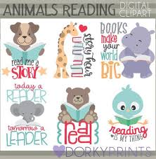 Animals Reading Clipart Personal And Limited Commercial Use Etsy In 2020 Clip Art Book Clip Art Animal Clipart
