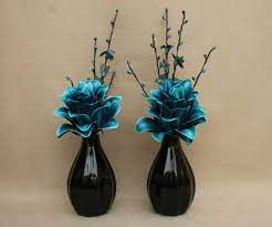 Shop for artificial flowers | black in artificial plants and flowers at walmart and save. Artificial Set Of 2 Silk Teal Dragon Flowers In Black Pumpkin Ceramic Fake Flowers Decor Artificial Flower Arrangements Centerpieces Flower Vase Arrangements