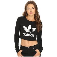 Long Sleeve Black Adidas Crop Top Adidas Originals Cropped Long Sleeve Tee Black White Women S Long 35 Liked On Polyvore Featuri Adidas Crop Top Black And White T Shirts Buy Crop Tops