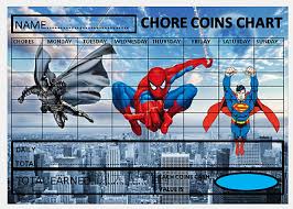 Spiderman Chore Coin Reward Chart With Free Pen Matching