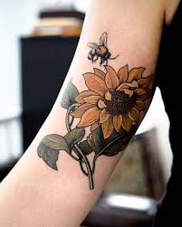 41 Cute Bumble Bee Tattoo Ideas For Girls Page 2 Of 4 Stayglam Bumble Bee Tattoo Sunflower Tattoos Bee Tattoo