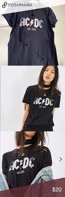 Topshop Distressed Ac Dc Graphic T Shirt Topshop Topshop Tops Clothes Design