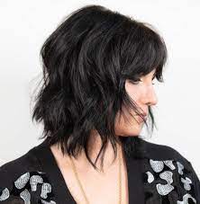 Shaggy Black Bob With Bangs Biolage Hair Shaggy Haircuts Medium Shag Haircuts