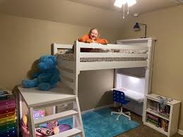 7 year old boys bedroom abat jour ac angled ceiling bathrooms beach cottage bedroom bed bed alcove bed curtains bed pillows bedding beige carpet beige wall bespoke big window. Modified Camp Loft Bed Ana White