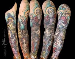 Cool 3d broken glass pocket watch tattoo on wrist Religious Stained Glass Tattoo On Sleeve By Robert Witczuk