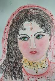 She is a calligrapher and looks good in kimono. Watercolor