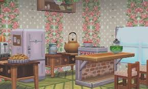 Cute I Love This Kitchen But Maybe Add A Kitchen Sink Next To The Fridge Instead Of A Table I Donno Animal Crossing Happy Home Designer Acnl