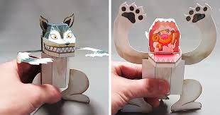 Japanese Paper Toys With A Surprise Paper Toy Design Paper Toys Paper Crafts Origami