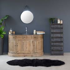 Meuble Salle De Bain Bois Massif Arrondi 1 Vasque 3 Portes 2 Tiroirs Meuble Salle De Bain Salle De Bain Bois Mobilier De Salon