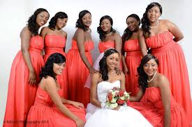 Beautiful Coral Colour Theme For The Bridesmaids Dresses For This Zambian Wedding Photo By Balistiq Photography Dresses Bridesmaid Dresses African Beauty