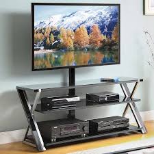 Whalen 3 In 1 Black Tv Console For Tvs Up To 70 Inch Black Glass Shelves With Images Black Tv Console Flat Screen Tv Stand Black Tv