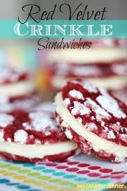 Eat Cake For Dinner Red Velvet Crinkle Sandwiches I Will Try With Homemade Buttercream I Think Maybe Sprinkle Cream Cheese Cookies Food Red Velvet Crinkles
