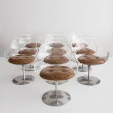 Set Of Ten Champagne Dining Chairs With Leather Seat Cushions By Erwine And Estelle Laverne Ch1100 R Company Leather Seat Dining Chairs Seat Cushions