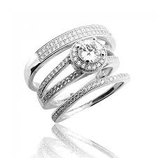 His And Her Rings Set Sterling Silver With Cz Trio Wedding Set Wedding Ring Sets Wedding Rings Sets Gold Cheap Wedding Rings Sets