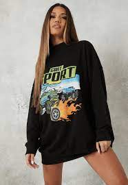 Maybe you would like to learn more about one of these? Robe Pull Noire A Imprime Graphique Sport Petite Missguided