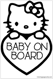 Free printable hello kitty coloring pages. Hello Kitty Baby On Board Coloring Pages Cartoons Coloring Pages Free Printable Coloring Pages Online
