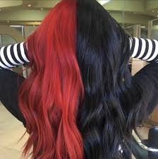 24 Red Black 2 Tone Split Dye Lace Front Wig Arrives New Etsy In 2020 Hair Color Streaks Two Color Hair Aesthetic Hair