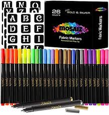 26 Fabric Markers Pen Set With Gold And Silver And 36 Stencils Permanent Ink Colors Art Marker For Fabric Painting Writing On Cloth Laundry Clothes Canvas Bags Fabric Markers Marker Art Pen Sets