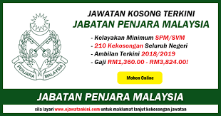 Tawaran adalah dipelawa daripada warganegara malaysia yang berkelayakan untuk memohon bagi mengisi jawatan kosong di universiti putra malaysia upm sebagaimana berikut: Jawatan Kosong Terkini Di Jabatan Penjara Malaysia 210 Kekosongan Seluruh Negara Ejawatankini Com