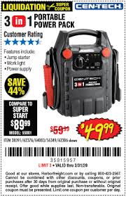 Cen Tech 3 In 1 Portable Power Pack With Jump Starter For 49 99 In 2020 Portable Power Power Pack Harbor Freight Tools