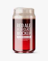 Download Can Shaped Glass Cup W Red Ale Mockup In Cup Bowl Mockups On Yellow Images Object Mockups PSD Mockup Templates