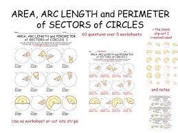 There is a lengthy reason, but the result is a slight modification of the sector formula area of segment = ( θ × π 360 − sin(θ)2 ) × r2 (when θ is in degrees). Area Arc Length And Perimeter Of Sectors Of Circles 60 Questions Across 5 Worksheets Clipart Teaching Resources