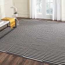 Black And White Striped Area Rug Black And White Striped Rug 9x12 Grey Cotton Rug Cotton Area Rug Flat Weave