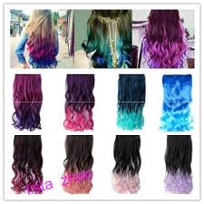 New Style Fashion Rainbow Fading Color Curly Clip On Hair
