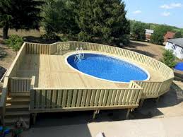 25 Top Oval Above Ground Swimming Pools Design With Decks Pool Deck Plans Decks Around Pools Swimming Pool Designs