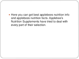 Applebees Nutrition Supplements