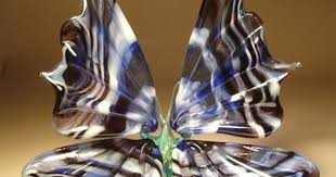Black And White Striped Insect With Wings Blown Glass Murano Art Figurine Insect Blue White And Black Striped Butterfly Glass Blowing Murano Glass Glass Art