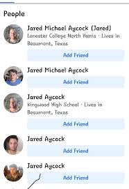 This is Jared M Aycock of Saratoga, Tx in Hardin County. He is a potential  online predator that lurks in online spaces looking for sexual interactions  with children. He has admitted to