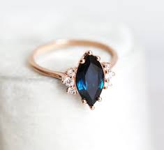 Dark Blue Sapphire Ring Marquise Blue Sapphire Diamond Etsy In 2020 Sapphire Engagement Ring Blue Sapphire Diamond Engagement Blue Engagement Ring