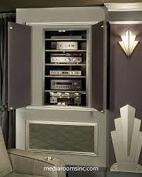 High End Home Theater Showing Hidden Equipment Closet Designed Fabricated In The In House C Home Theater Installation Home Theater Rooms Home Theater Decor